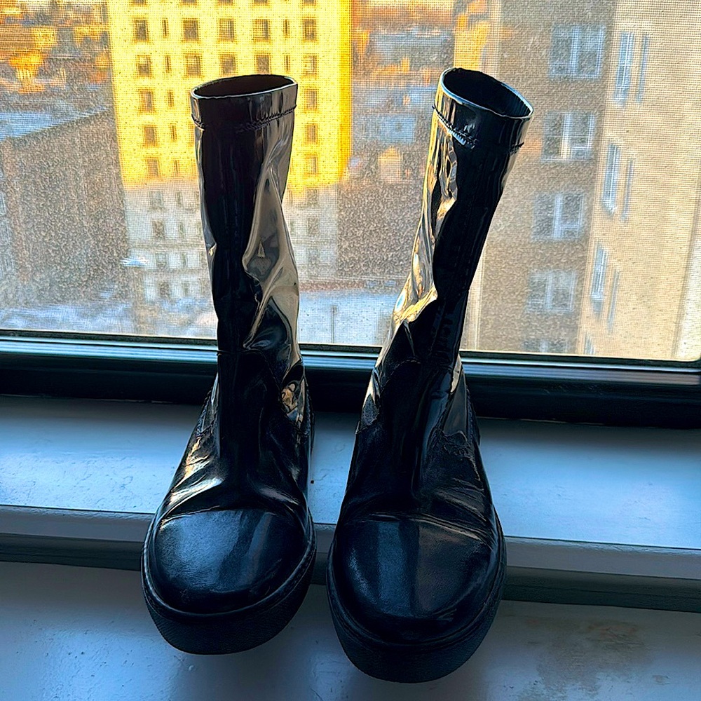 Jil Sander NAVY- patent leather short boots